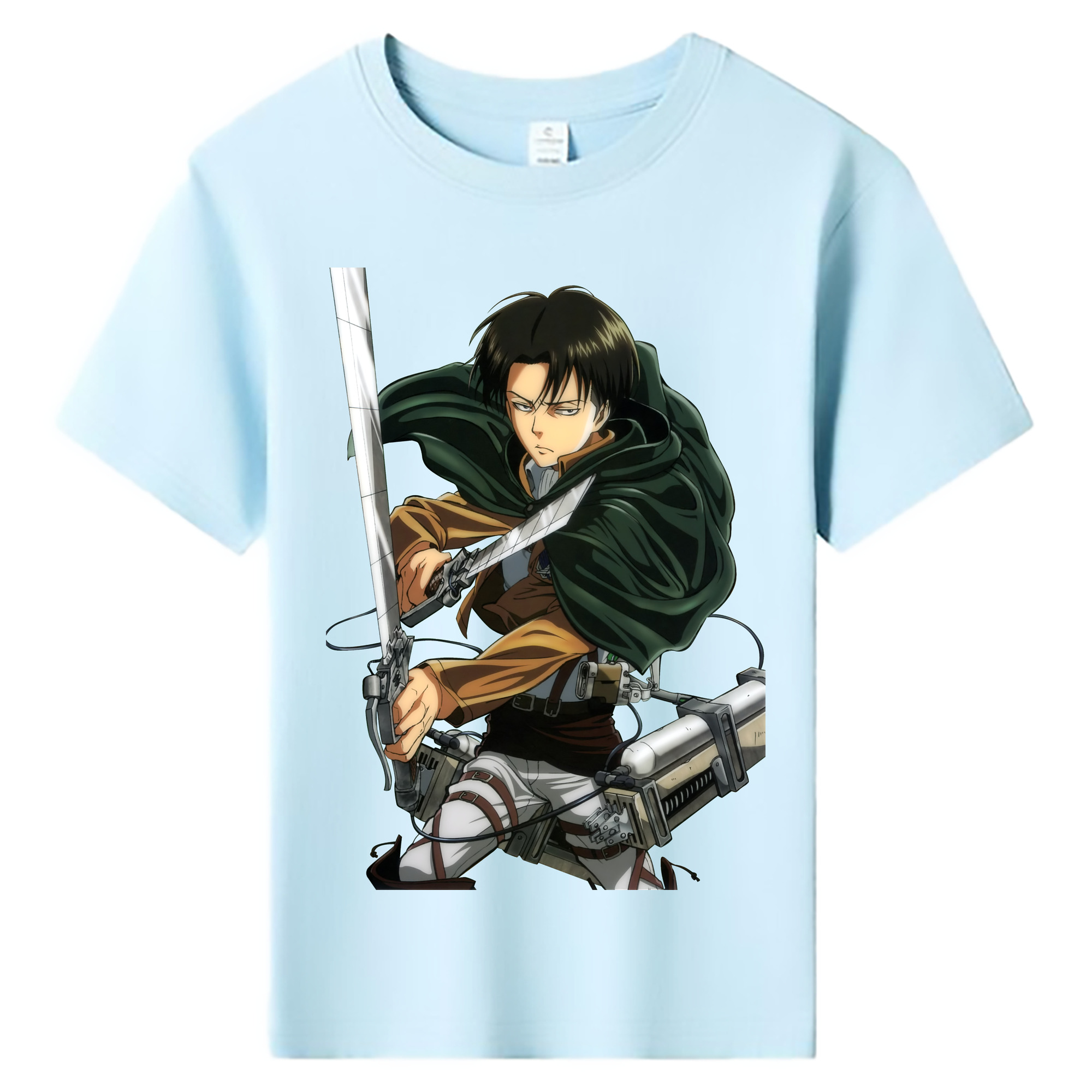 （画像用） 進撃の巨人 リヴァイ·アッカーマン Attack on Titan Levi Ackerman 綿100％キッズTシャツ（フロントプリント）